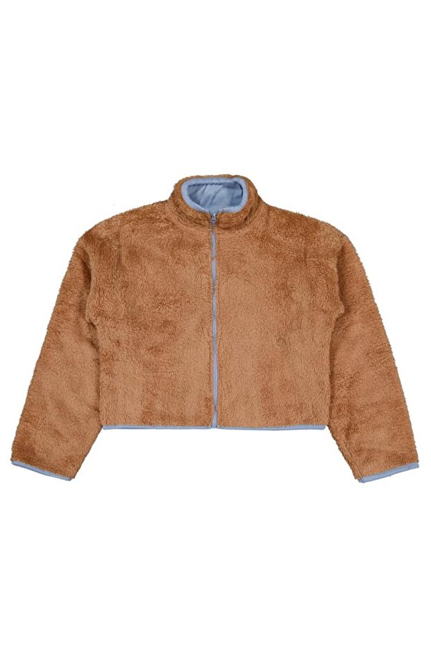 Civil Girl's Cardigan with Accessories | Velsoft Long Sleeve Judge Collar | School Nursery and Daily Use - Brown