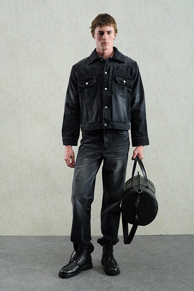 جاكيت دينيم بتأثير الليزر قابل للغسل - 1