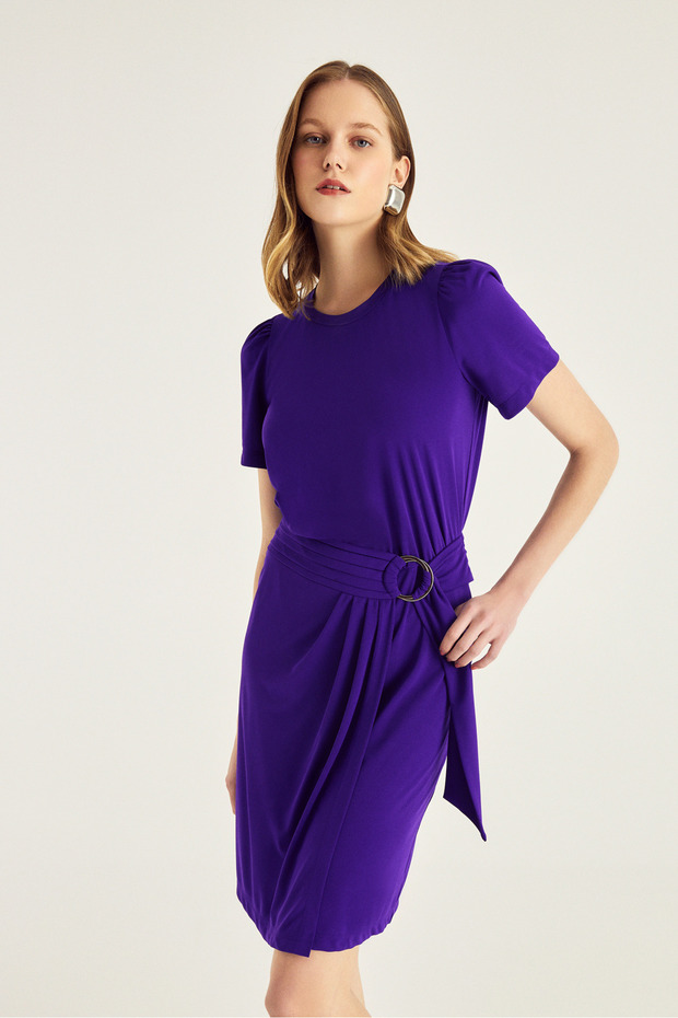 Tokalı Şık Örme Elbise - 2