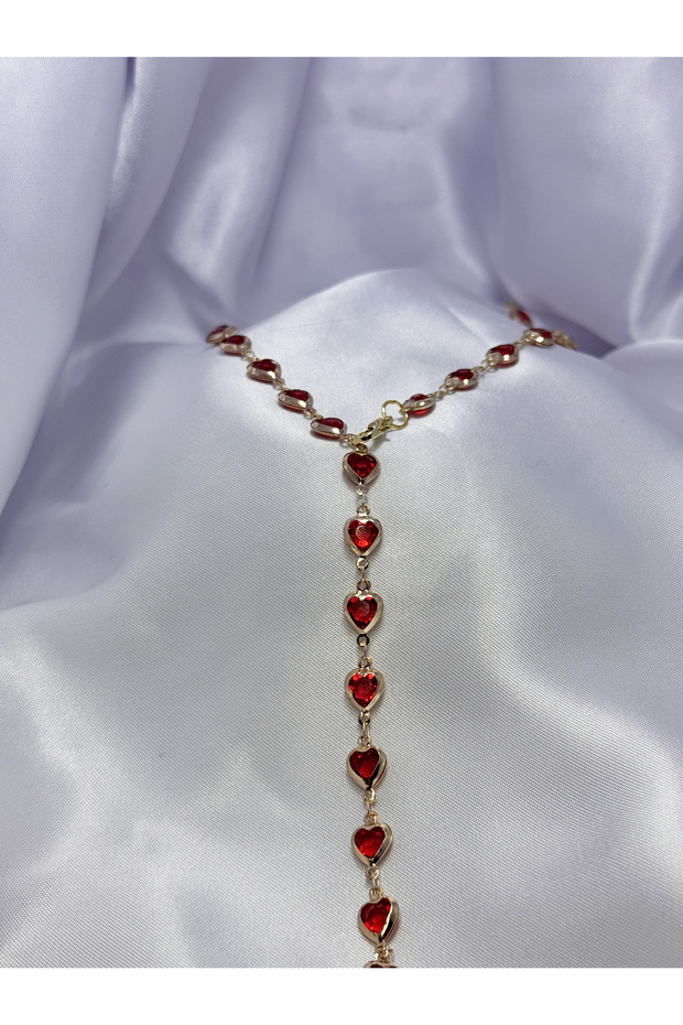 Kırmızı Kalp Y kolye - 4