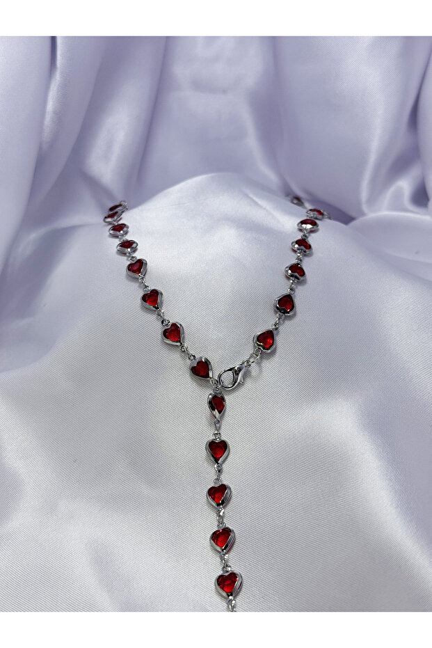 Kırmızı Kalp Y kolye - 3