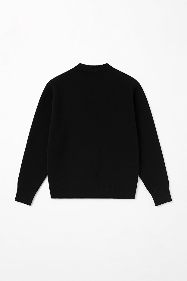 EazyStudio+ Kadın Siyah Bisiklet Yaka Basic Düğmeli Triko Hırka - 4