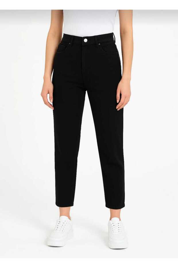 Bt11908412 Women's Non-Fading Black High Waist Stretch Fabric Extra Stretchy Mom Jeans Denim Pants