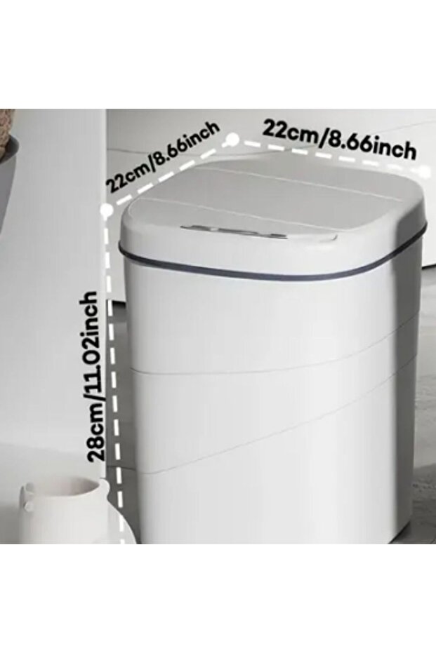 13 Litre Sensörlü Akıllı Çöp Kutusu – Beyaz, 2 Adet AA Pil ile Çalışan, Koku Hapseden, Hijyenik - 7