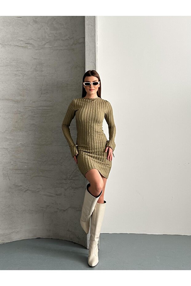 Gofre Örme Elbise - 2