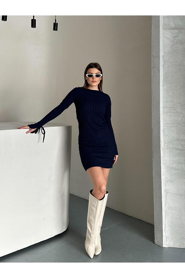 Gofre Örme Elbise - 5