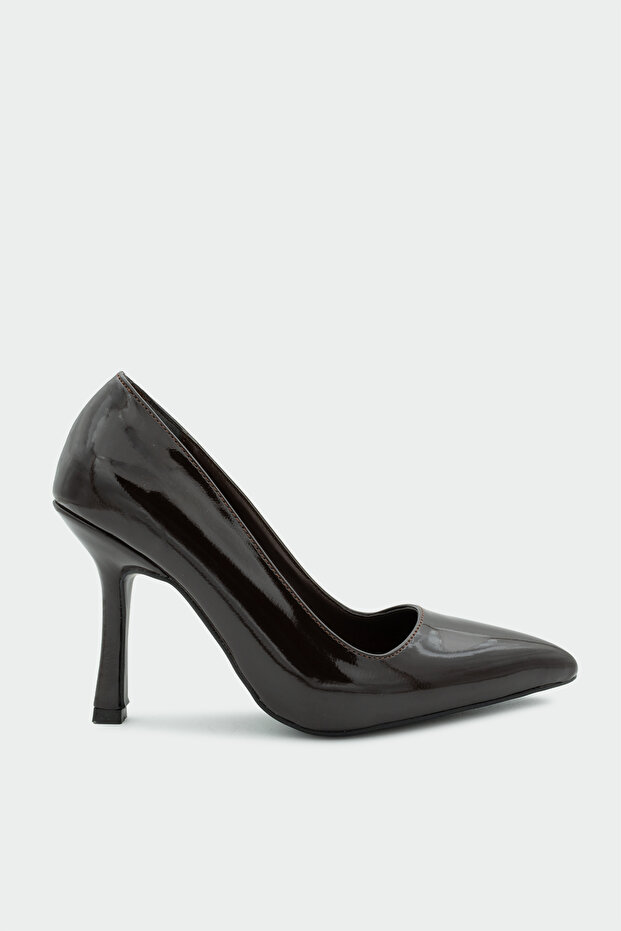 Relly Bitter Brown Patent Leather Women's Heeled Shoes