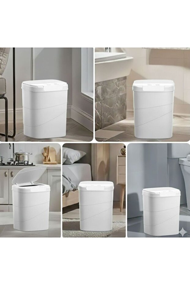 13 Litre Sensörlü Akıllı Çöp Kutusu – Beyaz, 2 Adet AA Pil ile Çalışan, Koku Hapseden, Hijyenik - 5