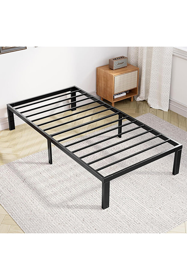 Bed Frame Metal Platform Bed Frame Mattress Foundation with Steel Slat Support No Box Spring - 2