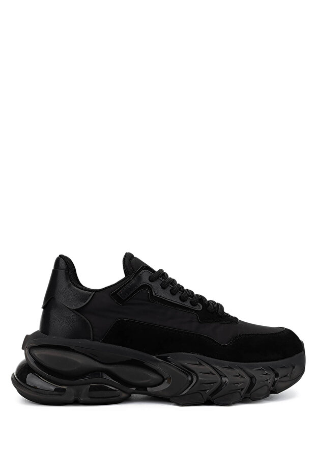 Women's Faux Leather Black Sneakers & Sports Shoes