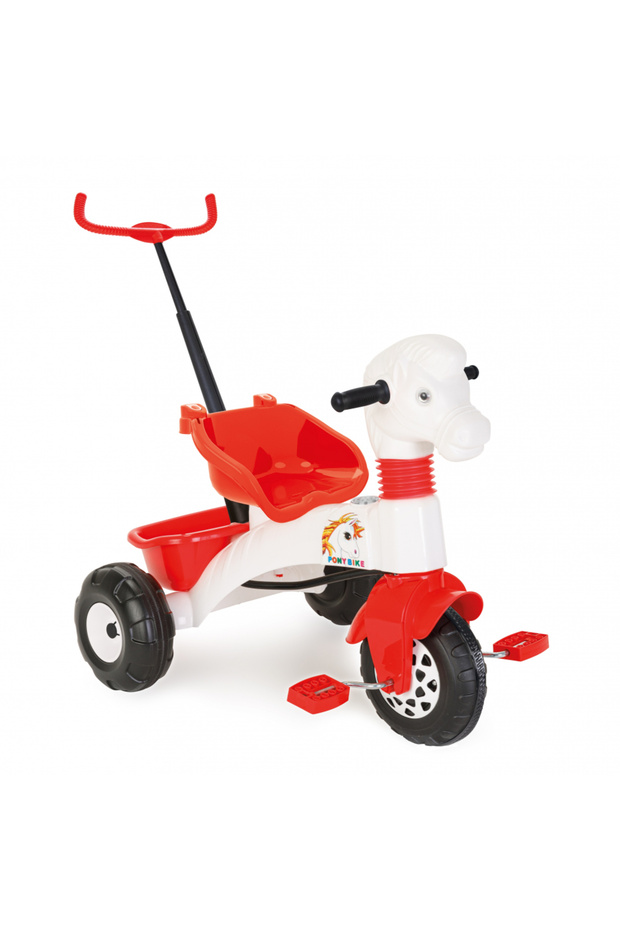 Pony White children's tricycle with handle with parental control, storage space, system - 1