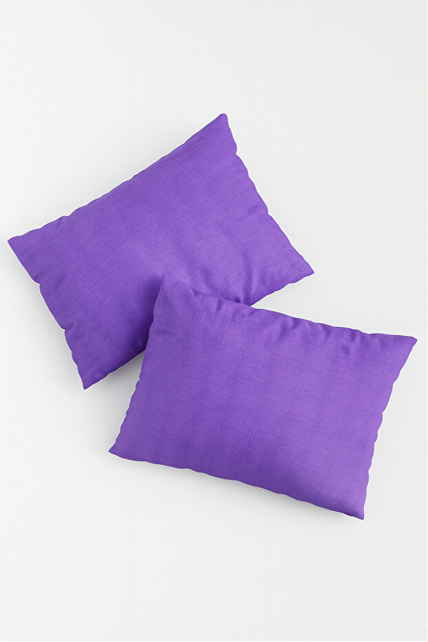 Vevra Striped Purple Solid Color 2-Piece Pillowcase Cotton Fabric Zippered