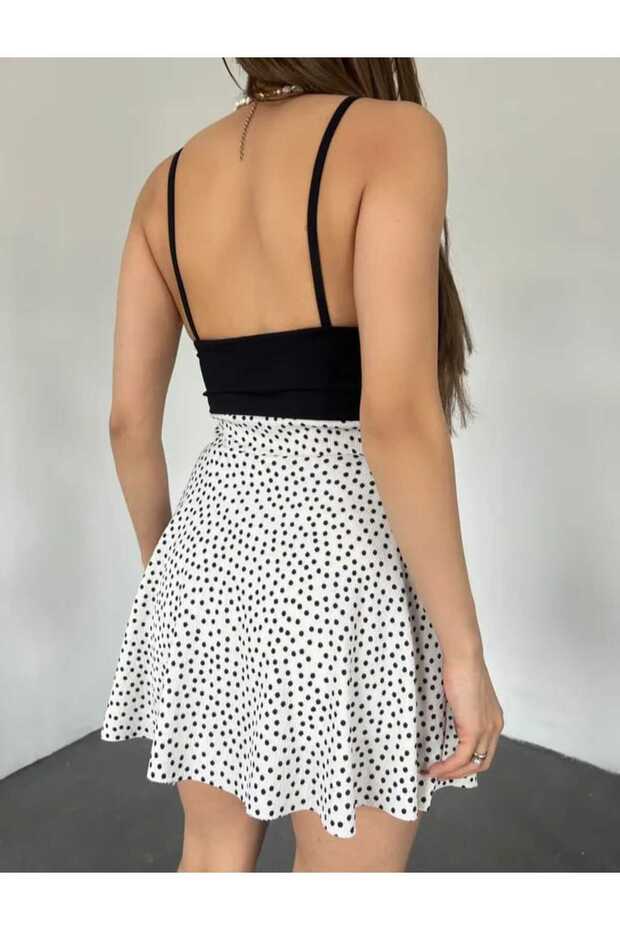 Şortlu puantiyeli mini etek - 2