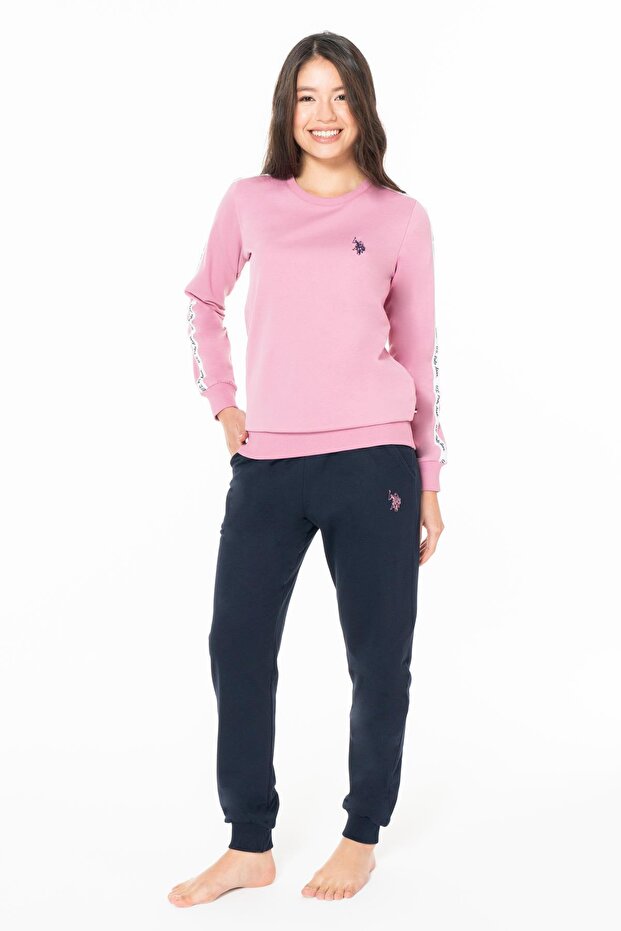 Women's Cuffed Sleeves and Cuffs with Pockets, Arma Embroidery, Crew Neck, 2 Thread Woven Bottom and Top Set