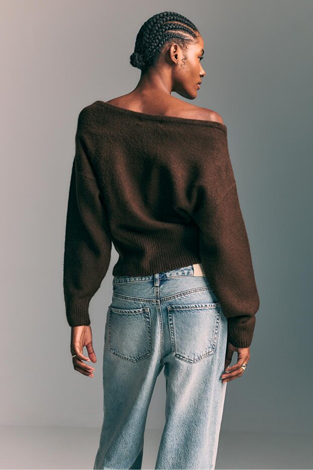 Yumuşak dokunuşlu kayık yaka triko Kazak - 5