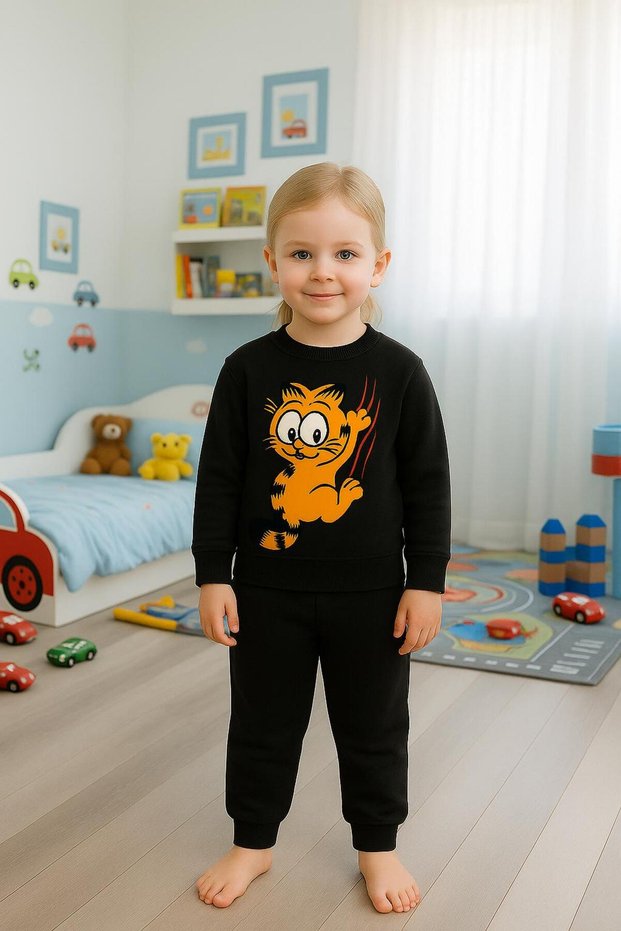 Garfi̇eld Tirmik Atan B Printed Tracksuit Set 3-4-5-6-7-8-9-10-11-12 Years