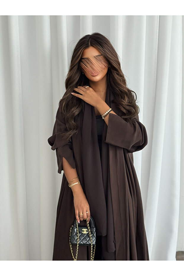 Plain brown abaya - 2