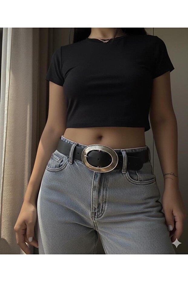 Antique Oval Buckle Women's Belt Dress Belt Shirt Belt Waist Belt Coat Belt