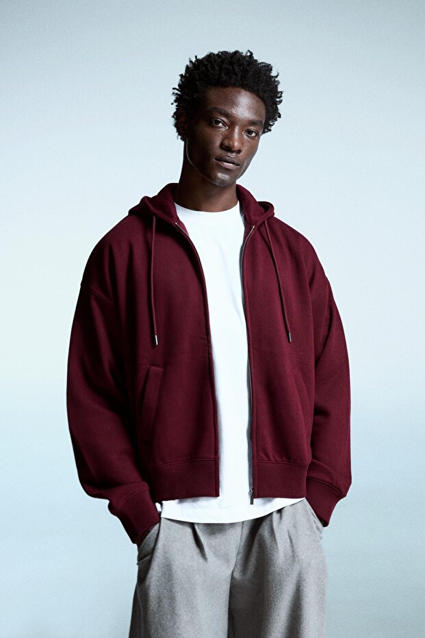 Kapüşonlu fermuarlı sweatshirt - 1