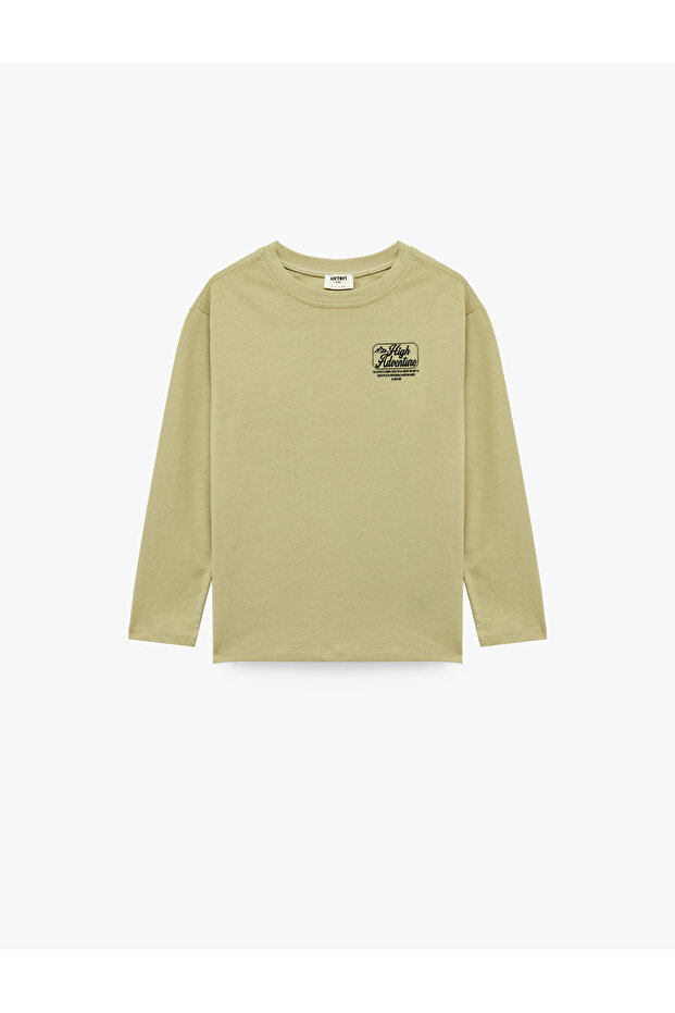 Long Sleeve Crew Neck Cotton Printed Oversize T-Shirt
