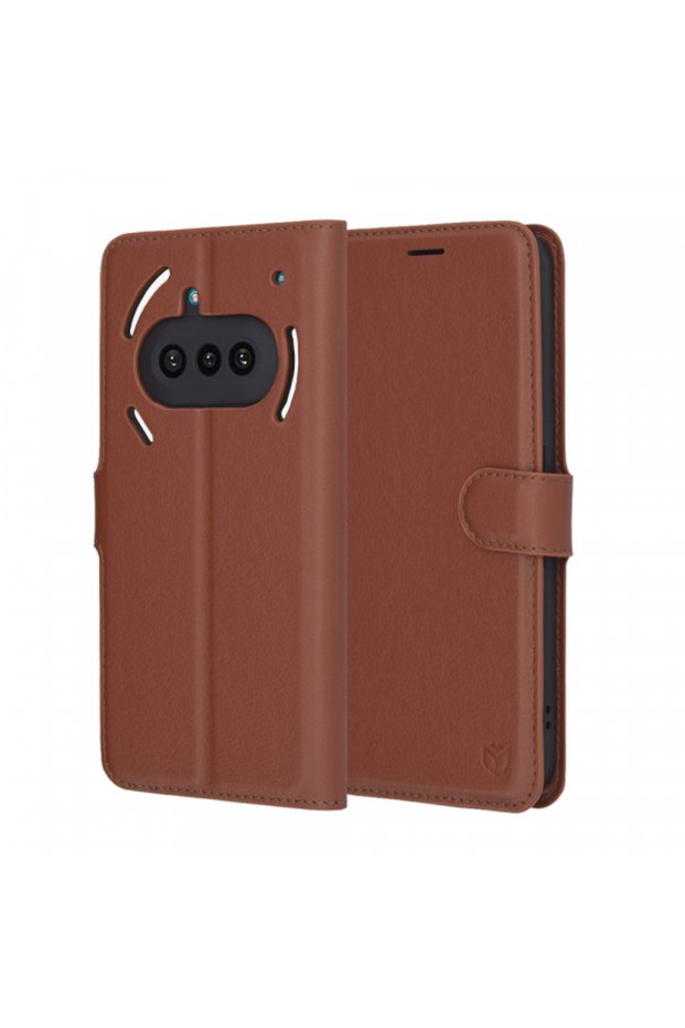 Phone Case (3a), Techsuit, Leather Folio, Brown