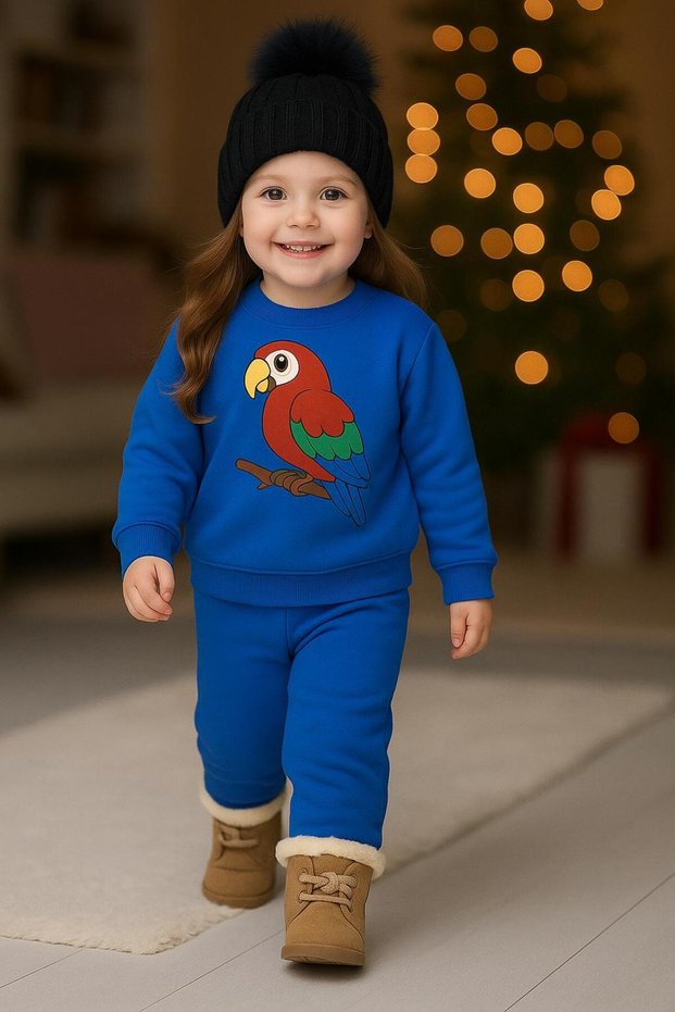 Parrot Printed Tracksuit Set 3-4-5-6-7-8-9-10-11-12 Years Old