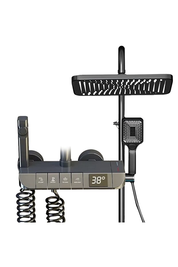 Luxe LED Shower System with Digital Temp Display & Multi-Function Hand Spray - 1