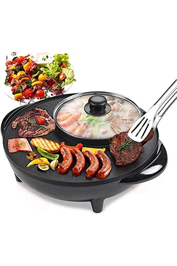 Smokeless Indoor Grills Electrical Barbecue Pan BBQ Hot Pot Grill