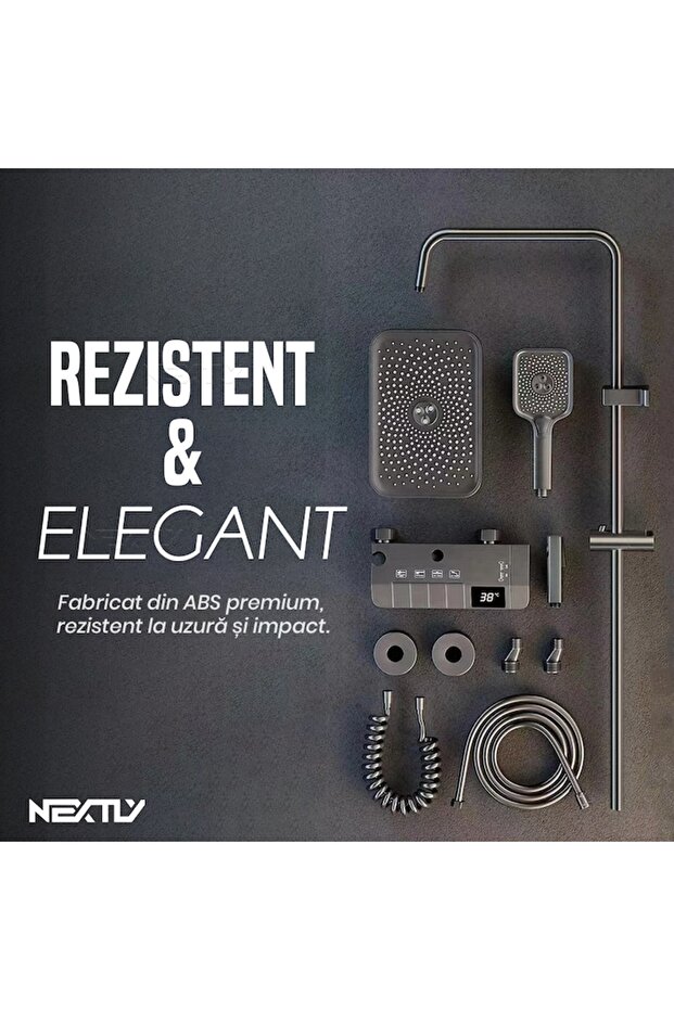 Luxe LED Shower System with Digital Temp Display & Multi-Function Hand Spray - 5