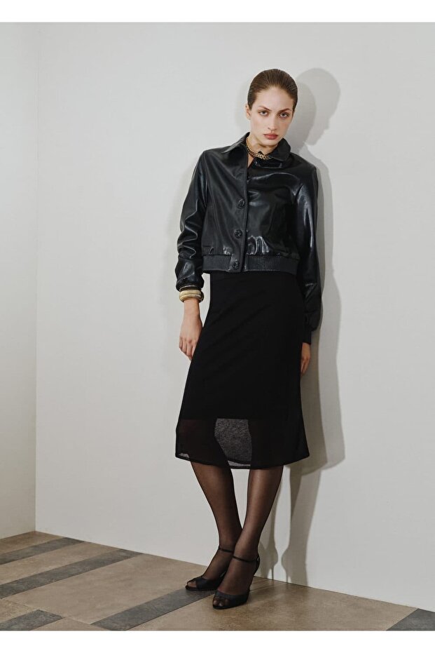 Fitilli midi etek - 2