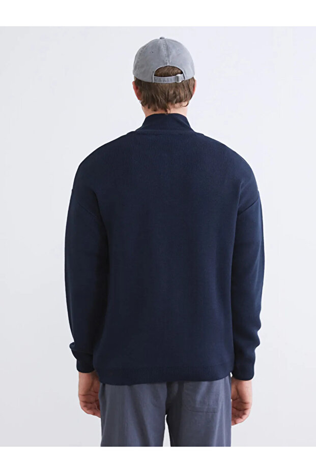 Dik Yaka Uzun Kollu Erkek Triko Kazak - 6