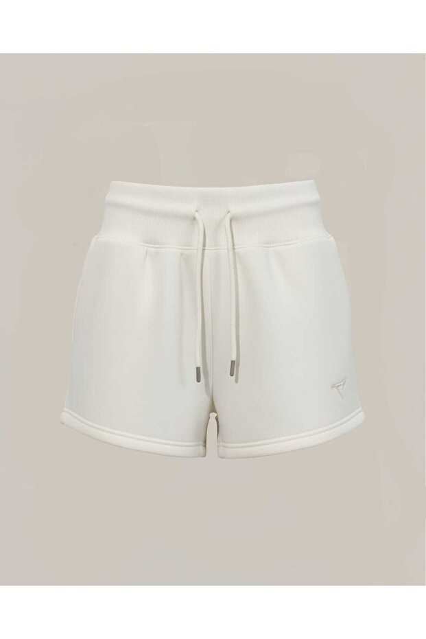 Core Kadın Yüksek Bel Şort - Cream White - 1