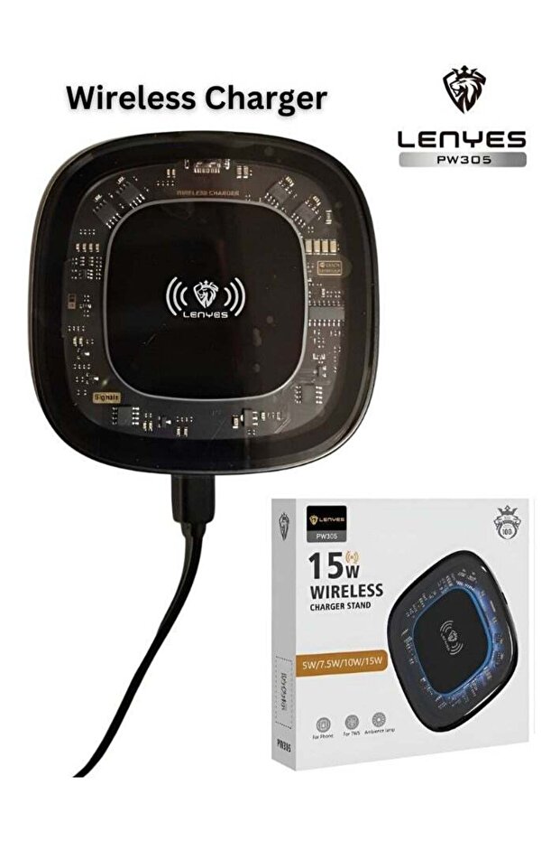 حامل شحن لاسلكي بقوة 15 وات (لوحة شفافة) PW305