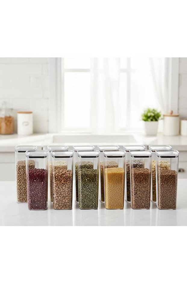 Long Square Airtight Food Storage Container 12 Pieces 3100 ml