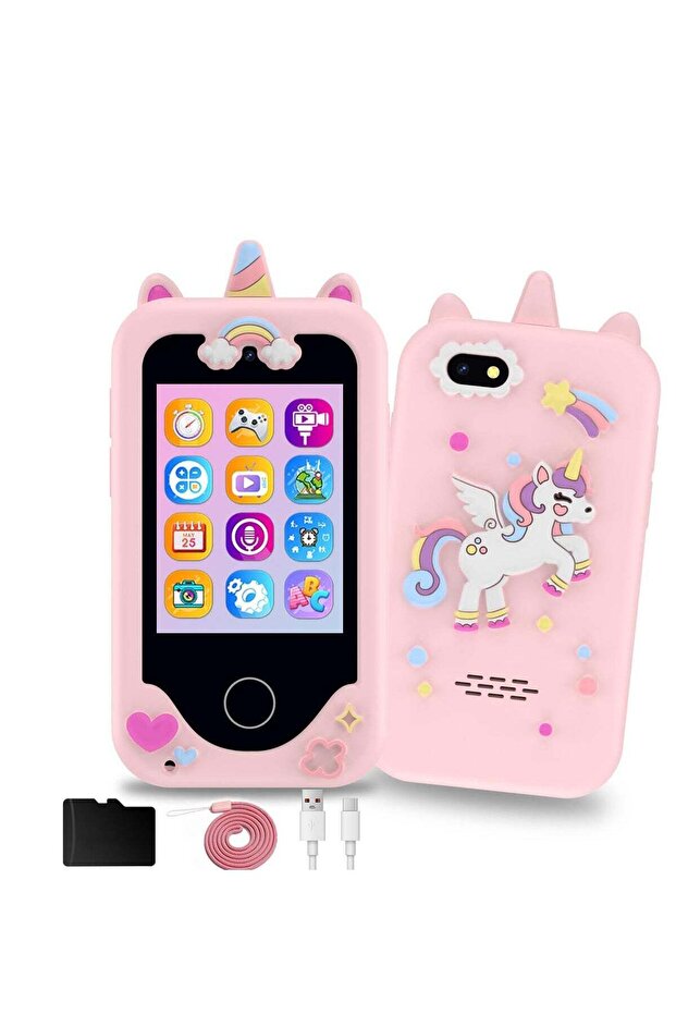 Generic Kids Smart Phone Touchscreen Learning Toy with Dual Camera 8GB SD Card (Pink)