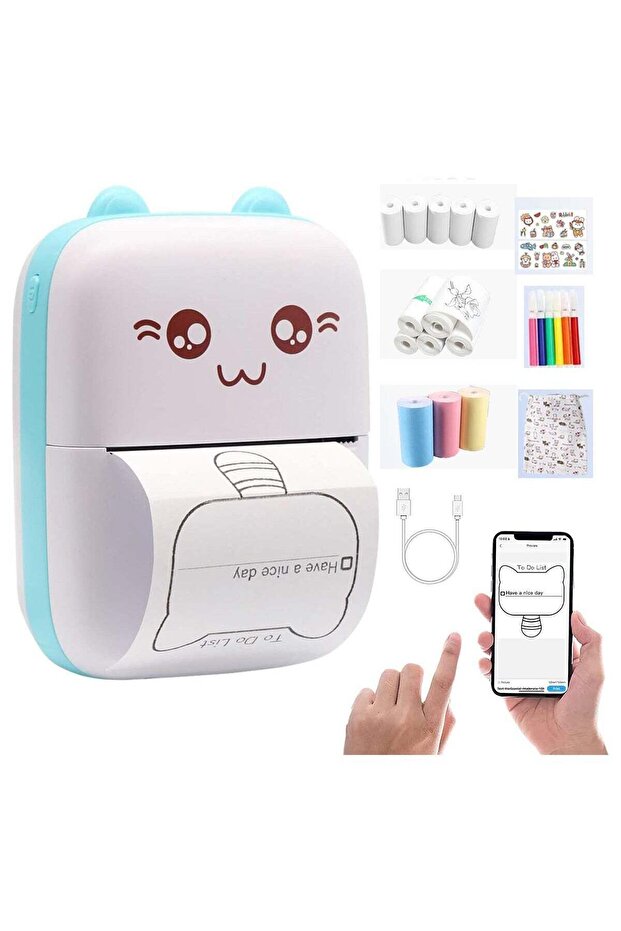 Mini Bluetooth Inkless Portable Label Printer with 13 Rolls Paper (iOS/Android) - 1