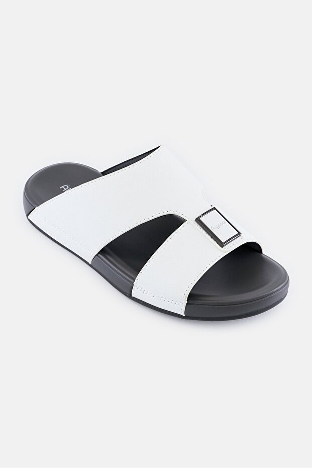 Men Slip On Arabic Sandals, White