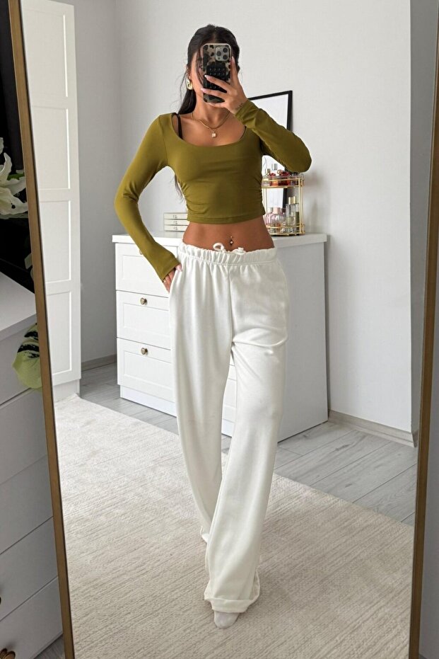 Women's Loose-Leg Full-Fit Tracksuit White