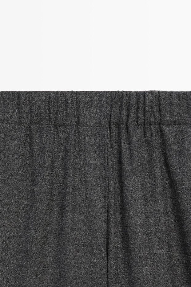 %100 yün geniş paça dokulu pantolon - 2