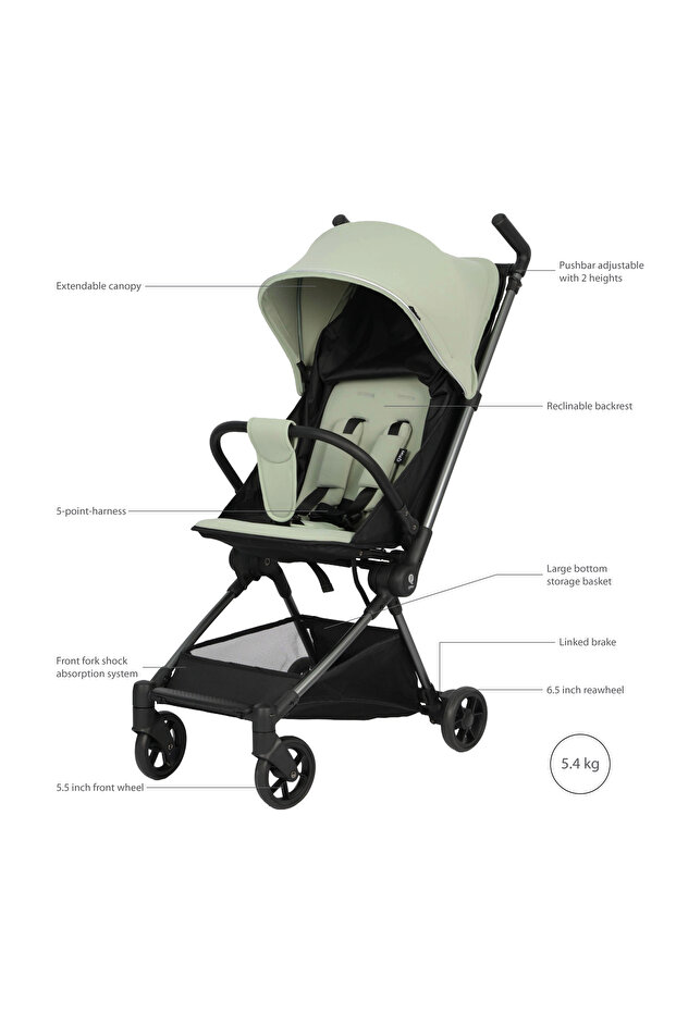 عربة أطفال ميجا برو - خضراء - 7