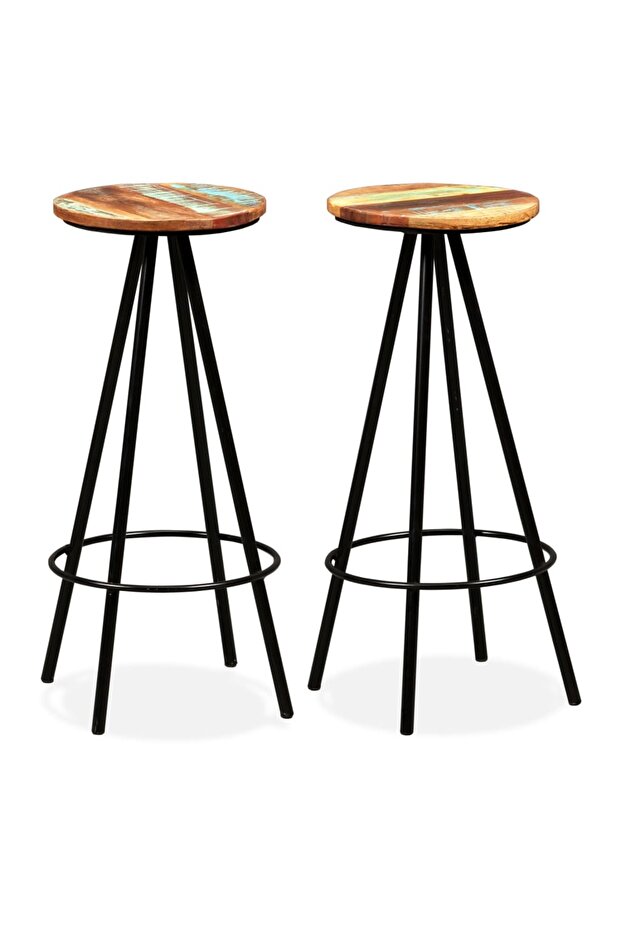 Bar Stools 2 pcs Solid Reclaimed Wood