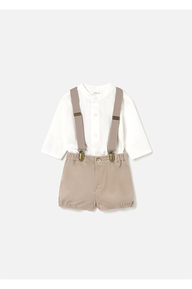 Baby Boy Shirt Salopet Set Beige 2257