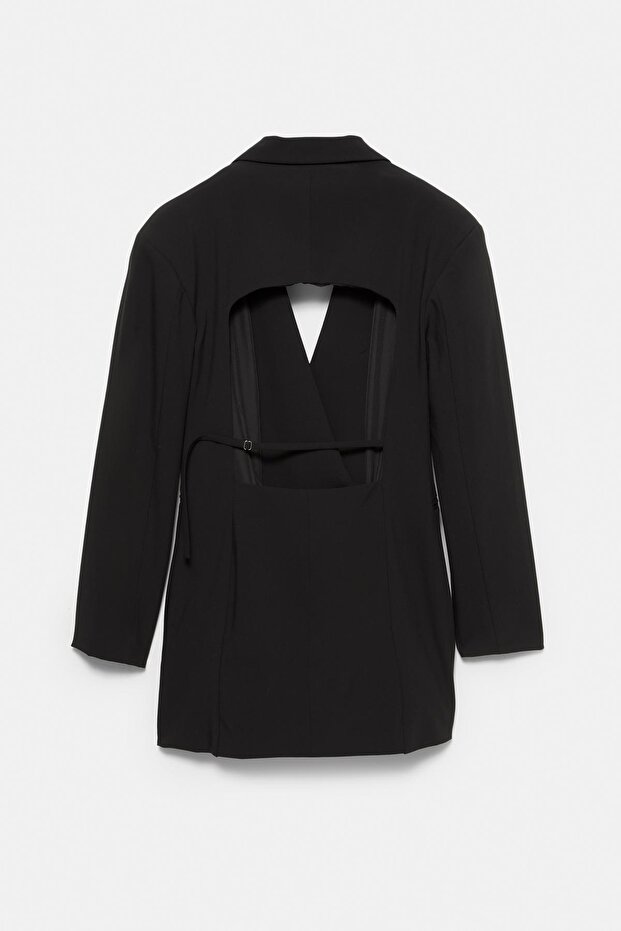 Açık sırtlı blazer elbise - 8