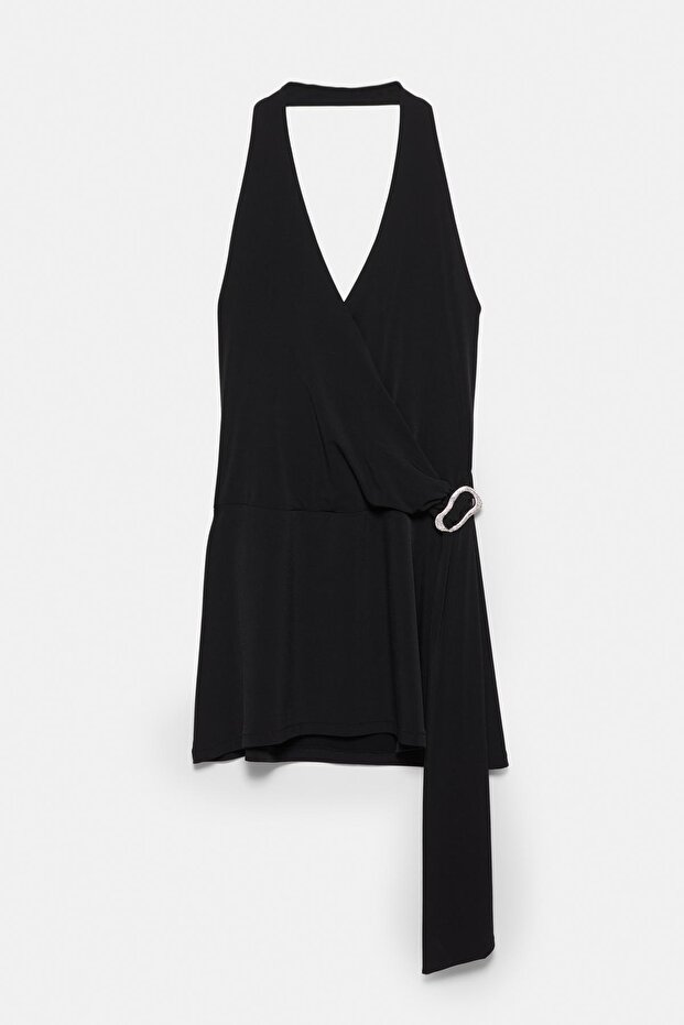 Halter tokalı kısa elbise - 6