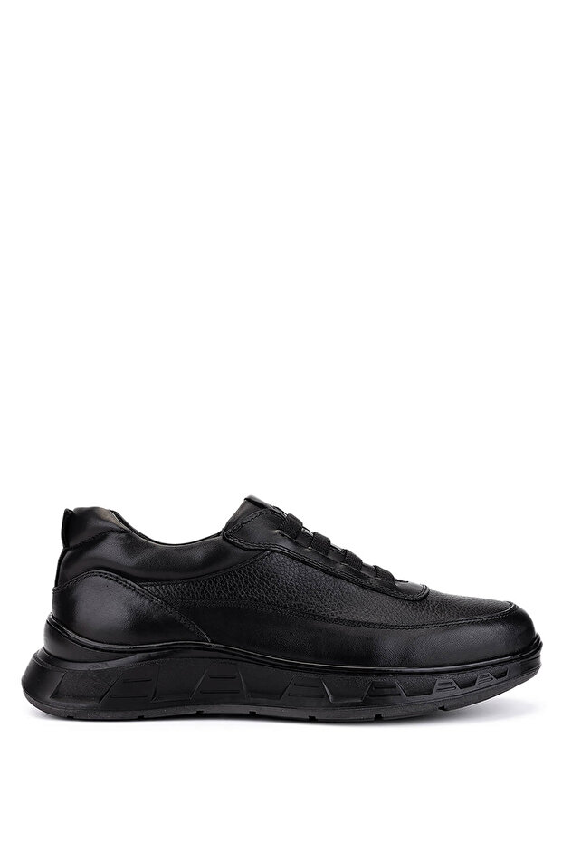 Men's Genuine Leather Black Sneakers & Sports Shoes