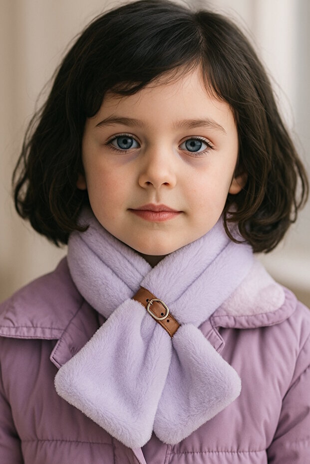 Lilac Color Children's Plush Scarf