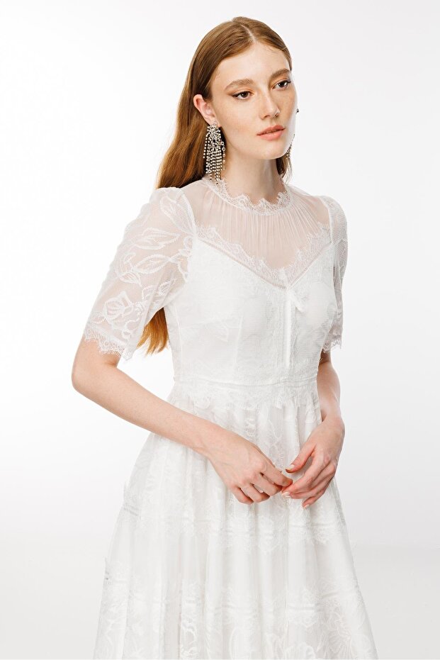 Dantel Elbise BEYAZ - 7