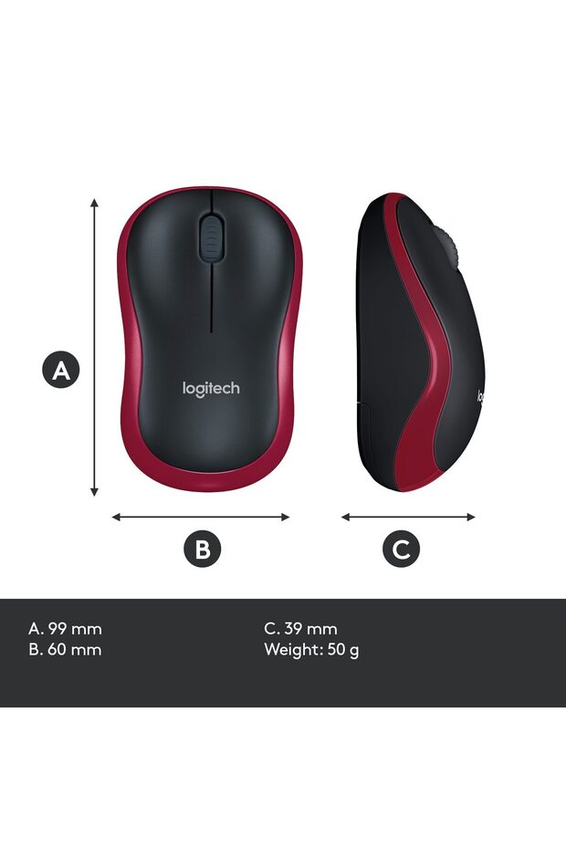 Mouse M185, USB, Rosu - 5