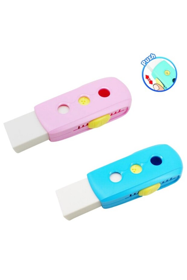 Pushable Eraser KR972416, rectangular, pastel colors, plastic protector - 1