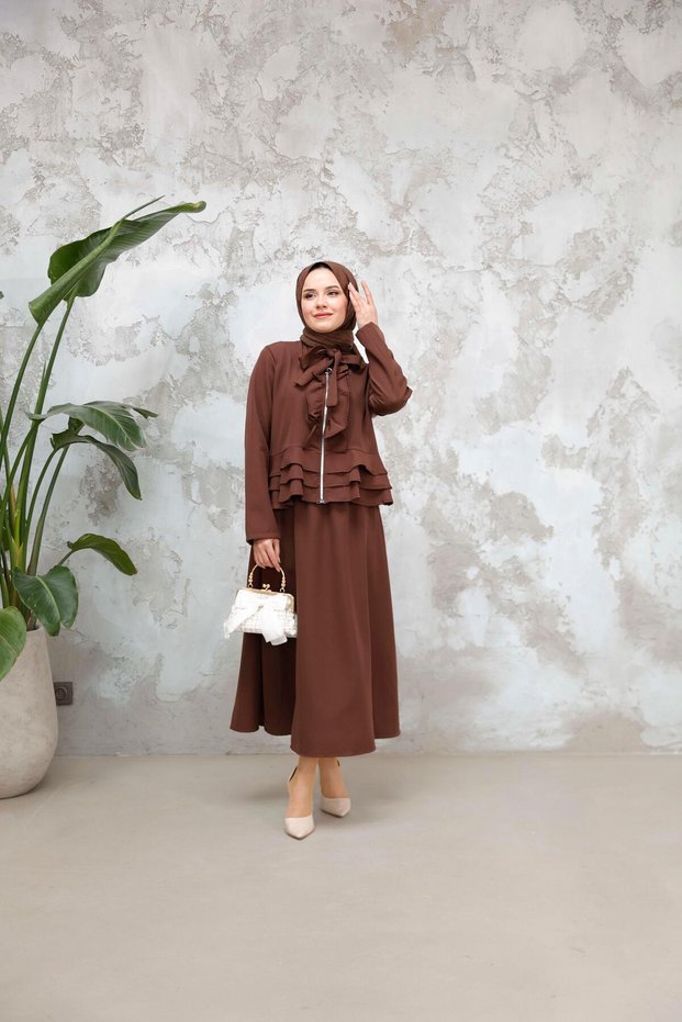 Umay Skirt Suit - Brown